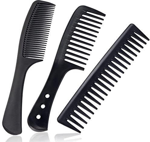 Sularpek Kamm, 3 Stück Breiter Zahnkamm, Kohlefaser Lockenkamm, Kamm Männer, Styler Kamm, Haarkamm, für Locken und Lange Haare, Hitzebeständiger Antistatischer Kamm für Männer und Frauen