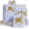 Larcenciel Geschenkpapier 4 Blatt, Glänzendes Metallisches Geburtstags-Geschenkpapier mit Geschenk Schleife, Hellblaue Graffiti Gefaltetes Papier, Geschenkverpackung für Party, DIY Craft (70 x 50 cm)
