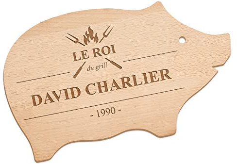 Maverton Planche en bois de hêtre à personnaliser - Planche à découper gravée - Plateau pour homme - pour chef et amateur de cuisine - pour anniversaire - pour lui/papa - Grill