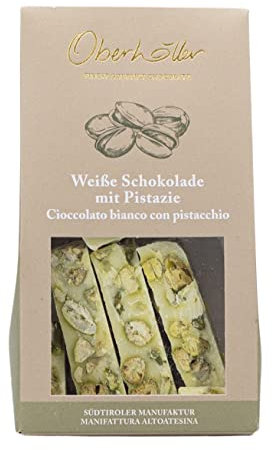 Oberhöller Cioccolato bianco al pistacchio, 100 g - Cioccolato spezzato 100% senza OGM, senza conservanti, bean-to-bar - Qualità Made in Alto Adige