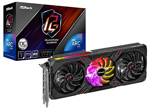 ASRock Intel ARC A770 Phantom Gaming D 8GB OC, 8GB DDR6, PCIe4, HDMI, 3 DP, Reloj de 2200 MHz, refrigeración de 0 dB, RGB, Overclocked