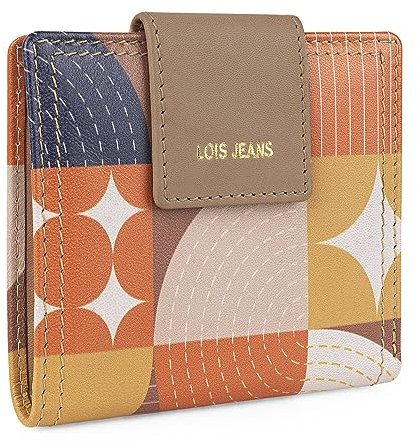 Lois - Petit Portefeuille Femme Cuir Souple - Format Compact - Multi Rangement RFID - Porte Monnaie Véritable, Cercles