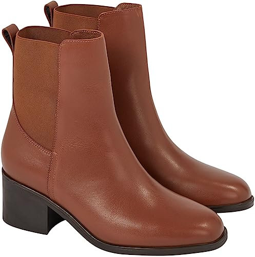 Tommy Hilfiger Stivali Mezza Gamba Donna Chelsea Thermo in Pelle, Marrone (Natural Cognac), 39 EU