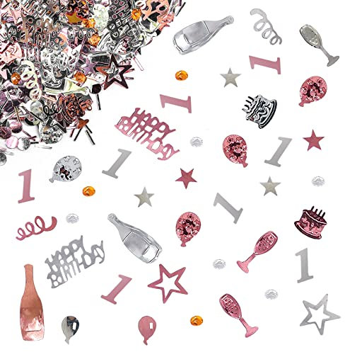 Giftota - Konfetti 1. Geburtstag Deko Roségold - Partydekoration für Jubiläen, Partys, Tischdeko