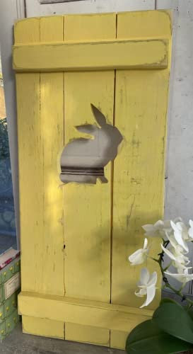windschief-living Sehr süßer Landhaus Fensterladen Hase, Kanninchen, Shabby gelb, Handgefertigt