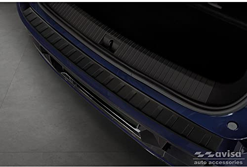 Avisa Matt-Schwarz Edelstahl Heckstoßstangenschutz kompatibel mit Renault Megane E-Tech 2022- 'Ribs', Mattschwarz