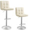 SONGMICS Barhocker 2er Set, höhenverstellbare Barstühle mit PU-Bezug, 360° Drehstuhl, Küchenstühle mit Rückenlehne und Fußstütze, Esszimmer, Tresen, Stahl, sandbeige LJB064K03
