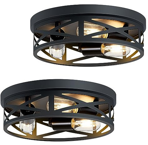 SKEJAO Deckenleuchte, 33 cm, 3-flammig, für Flur, schwarze Flurleuchten, Deckenhalterung für Küche, lampe wohnzimmer,schlafzimmerlampe,deckenlampe schlafzimmer,2 Stück