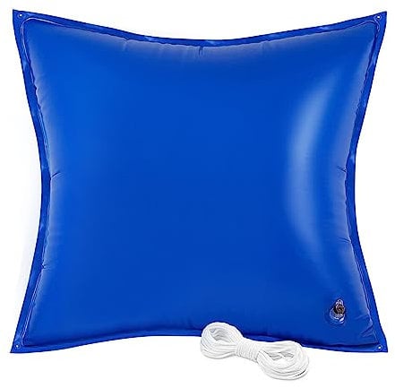 NonKob Luftkissen Poolkissen Winter 120 x 120 cm, Luftkissen Pool mit 4 Ösen und 150cm Chlorbeständig Seil, 0,3 mm Verdicktes Pool Luftkissen Pool Zubehör für Pool Überdachung Winterschutz