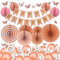 ZERODECO Rose Gold Birthday Decorations, Butterfly Birthday Party Decorations Happy Birthday Banner Paper Honeycomb Fans Pompoms Balloon for Girls Women Adults Birthday Party Decorations Supplies