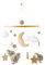 Herfair Mobile Baby Bettglocke mit Sterne Mond Schafe Hölz Mädchen Hängende Mobile Windspiel für Babybett Kinderbett (Grau)