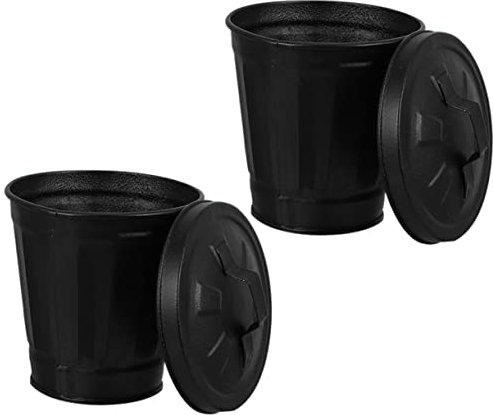 Cabilock Ensemble De Seaux De Comptoir De Bureau Couvercle De Poubelle Galvanisé Avec Pot De Fleurs Décoratif
