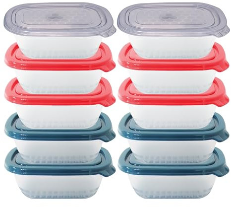 Neez Small Food Containers with Lids (10 Pack, 500ml) - BPA-Free Plastic Food Storage Containers with Lids - Stackable, Microwavable, and Freezer Safe Boxes for Meal Prep and Fridge Organization