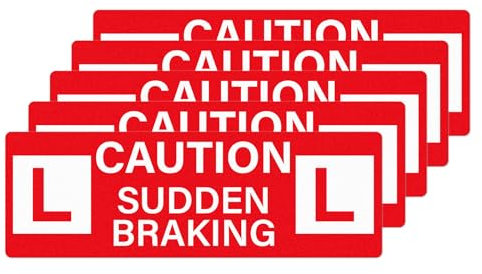 YIKIADA Calcomanías de precaución de frenado repentino de vinilo de 30 x 10 cm, placa de aprendizaje autoadhesiva, calcomanías en L, letreros de instructor de escuela de conducción, para conductores