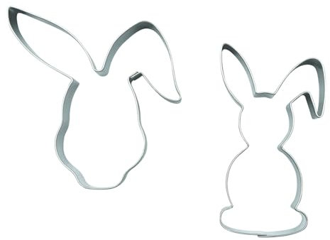 BekkiB 2er-Set Ausstechformen Hasen - Osterhasen-Ausstecher für Tassenkekse - Formen aus Edelstahl sind spülmaschinengeeignet - Plätzchen für den Tassenrand - 21002