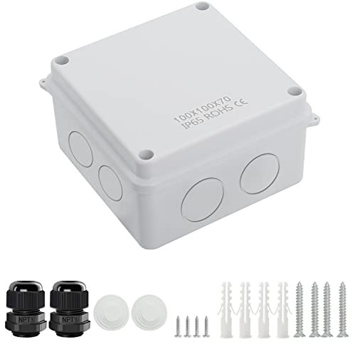 LeMotech Anschlusskasten mit reservierten Löchern ABS Kunststoff Elektrokasten IP65 wasserdichte staubdichte Projektgehäuse für Elektronik Weiß Außengröße 100x100x70mm