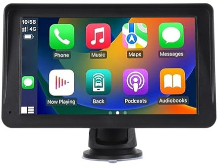 Carplay Inalámbrico para Automóvil, Portátil para Apple Carplay para Android Auto Car Stereo 7in, Receptores de Audio para Automóvil Double DIN con Cámara de Respaldo AHD,