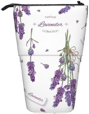 YUNWEIKEJI Lavendel auf Vintager bunter Provence, Teleskop-Federmäppchen, Standstifthalter mit Reißverschluss, Make-up-Tasche, Bleistiftbeutel, Stifttasche