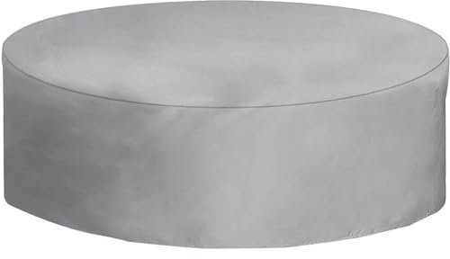 Abdeckung für Gartenmöbel, 160x130cm Multi Größe Abdeckplane Gartenmöbel Schwerlast 420D -Oxford Gewebe, Wasserdicht, Winddicht, UV-Beständiges für Gartentische,Stühle und Möbelsets Silber Rund