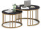 TUKAILAI Couchtisch 2er Set Rund, Wohnzimmertisch Schwarz und Rahmen Gold, Große Größe: 70x70x45cm; Kleine Größe: 50 x 50 x 38 cm Kaffeetisch Couchtisch Set