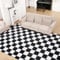 TOOHUB Superweicher Schwarz-Weißer Karierter Teppich, Klassisch, Hochflor, Flauschig, 8x10Fuß, Für Wohnzimmer, Schlafzimmer, Kinderzimmer