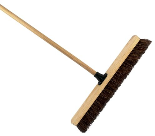 36-Inch Bassine Broom - Extra-Wide Head Heavy-Duty Broom with Wooden Handle - Ultimate Solution for Large Outdoor Areas, Patios, and Gardens - Maximum Cleaning Efficiency