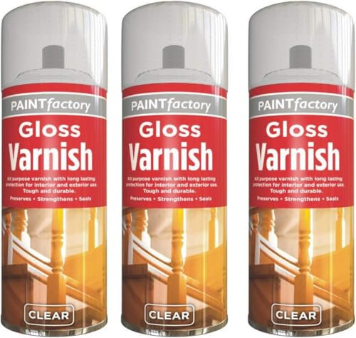 3 x Clear Varnish Gloss 250ML - Acrylic Clear Wood Varnish Gloss Finish Spray Wood Color Paint All Purpose