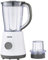 GEEPAS 2-in-1 Food Jug Blender | 1.5L Juice Jar & 60G Mini Coffee Spice Grinder Mill 4-Leaf Stainless-Steel Blades 2 Speed & Pulse Lockable Lid Smoothie Maker for Ice Crushing 2 Yr Warranty 500W Grey