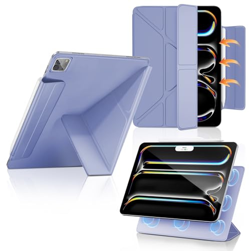 DAORANGE Funda Magnética para iPad Pro 13 Pulgadas M5/M4 (2025/2024), Funda de Fijación Magnética con Auto-Sueño/Despertador y Soporte Multiángulo, Funda Delgada para iPad Pro 13 (Gris-Lila)