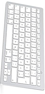 OMOTON Bluetooth Tastatur Deutsches QWERTZ Layout Kompakte Mini Tastatur mit Multimedia-Tasten, Kompatibel mit Mac