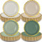 200 Pcs Sage Green Gold Disposable Paper Plates, Premium Quality Scalloped Party Plate Gradient Green Serving Plates Bulk for Birthday Garden Party Afternoon Tea Baby Shower Wedding, 17.5cm