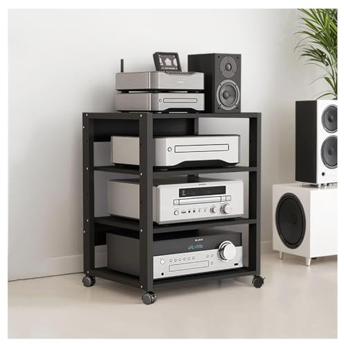 FXNFXLA AV Media Stand, Media Stand Audio/Video Component Cabinet, Stereo Audio Rack Stand, Media Cabinet for Home, Office and Theater