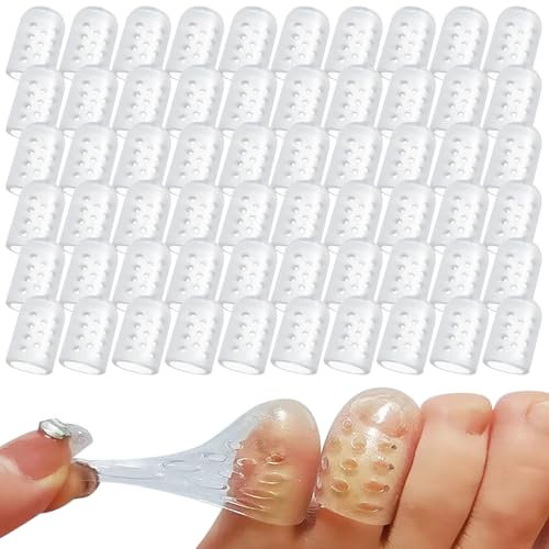 60Pcs Silicone Toe Protectors, Clear Silicone Little Toe Caps, Breathable Toe Protector Toe Cover, Gel Toe Protector for Women Men, Anti-Friction Toe Sleeves for Corns, Blisters, Ingrown Toenails
