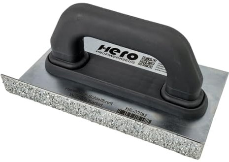 HERO Hartmetall Schleifbrett Handschleifer HM-Splittfläche MITTEL K24 Schleifklotz mit abgewinkelter Seite Winkel Raspel 130 x 210 mm Fliesenlegerzubehör für Abschleifen & Anrauen von Böden & Sockeln