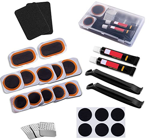 Kit de RéParation Pneus de véLo - Kits de réparation, 12 rustine Chambre a air, pour rustine véLo Chambre a air, VTT, Pneu Moto, Les vélos de Route et de Montagne et Caoutchouc Gonflable