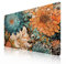 Minimalist Floral Gaming Mouse Pad XXL Teal Orange Aesthetic Flowers Japanese Extended Large Mousepad Desk Pad Non-Slip Rubber Base Stitched Edge Keyboard Pad Playmat for Computer,35.4×15.7 in
