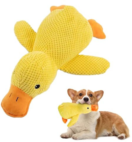 Pfotenstern Anti Stress Ente, Gelb Anti Stress Ente für Hunde, Süße Hunde Anti Stress Ente, Süße Spielzeugente für Hunde, Plüsch-Kauspielzeug Klingendes Plüsch-Hundespielzeug Für Kleine (Gelb, M)