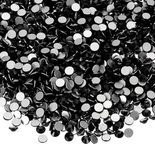 PATIKIL 4320 Stück SS6 Runde Flatback Kristall 2,0-2,1mm Glas Strasssteine Diamanten für DIY Basteln Kleidung Schuhe Nagelkunst Dekoration, Schwarz