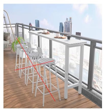 YPIOUREN Bar Tables Tall Rectangular bar table High Bar Table Bartable Without stool with waterproof frame and adjustable feet suitable for hot tub patio backyard porch(White,100*40cm/39.3*15.7in)