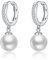 SLUYNZ Sterling Silber 925 Perlen Creolen Ohrringe für Damen Hochzeit Perlen Ohrringe Huggie (A-Silber)