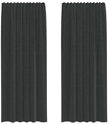 vidaXL Voile Vorhänge mit Stangentaschen 2 STK. Schwarz