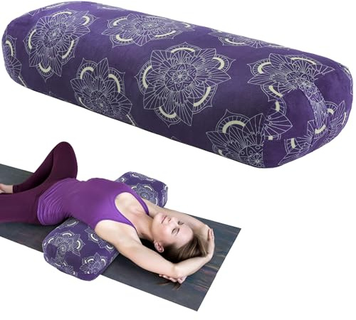MABOZOO Yoga-Nackenrolle, rechteckig, Yoga-Nackenrolle für Restauration und Meditation, professionelles Meditationskissen mit Tragegriff