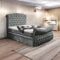 MOORCROFT BEDS Luxury Sleigh Ottoman Storage Bed Frame With Mattress Chesterfield Upholstered in Plush Velvet With Headboard - Divan Gas Lift (Grey, 4FT6 Double Storage With Mattress)