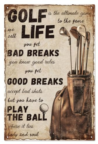 WADORN Vintage Golf Life Metall Blechschild 20x30cm Lustiges Retro Blechschild Mit Golfclub Motivationszitat Wandkunst Poster Plakette Dekor Für Garage Golfgeschenke Bar Kneipe Männerhöhle Dekor