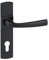 Vachette Set de Poignée de Porte sur Plaque MUZE - Version Clé I, Porte d'Entrée, Bureau, Garage - Entraxe 195 mm - Système de Pose Facile - Zamak Résistant - Finition Onyx Noir