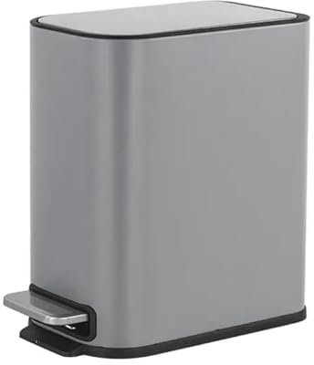 FurnitureXtra™ Slim Design Powder Coated Soft Close Pedal Bin, Plastic Inner bucket, ABS lid (Grey, 5L)