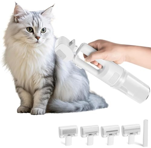 Aspirateur pour chien pour toilettage de perte de poils, kit de toilettage sans fil avec forte aspiration pour chiens et chats, aspirateur à faible bruit pour la perte de poils, outil portable 5 en 1