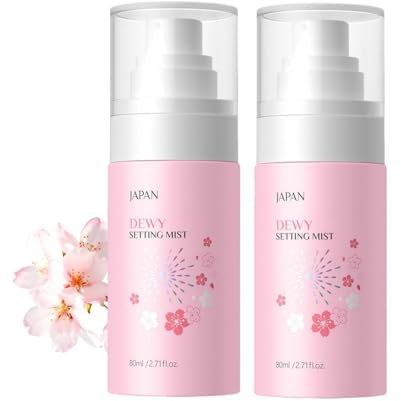 Dewy Finish Setting Spray für Gesicht, Feuchtigkeitsspendender Fixiermist mit Hyaluronsäure, Lang anhaltender Glow-Effekt, Ölkontrolle & Wasserdicht, Für strahlenden Teint (2pc)