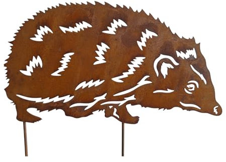 Bornhöft Gartenstecker Igel aus Edelrost, 30 x 17 cm, Metalldeko für Garten und Balkon rostige Gartendekoration Beetstecker
