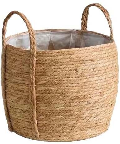 dijiusidy Indoor Plant Basket | Hand Woven Natural Grass | Easy To Flowerpot Cover Fiber Plant Pots Indoor Large Wicker Plant Pot, l
